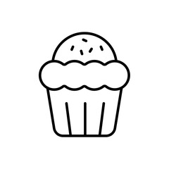 Cupcake outline icons, minimalist vector illustration ,simple transparent graphic element .Isolated on white background