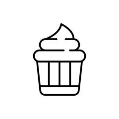 Cupcake outline icons, minimalist vector illustration ,simple transparent graphic element .Isolated on white background