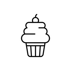 Cupcake outline icons, minimalist vector illustration ,simple transparent graphic element .Isolated on white background