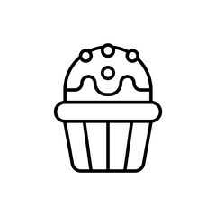 Cupcake outline icons, minimalist vector illustration ,simple transparent graphic element .Isolated on white background