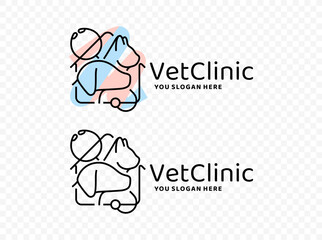 Veterinary clinic for pets vector logo design. Caring for pets graphic design