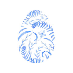 Obraz premium Spring composition of blue watercolor flowers. All elements are drawn by hand. The composition is isolated on a white background