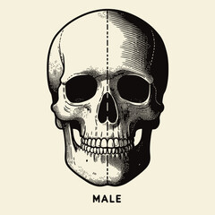 basic line Human skull  vector