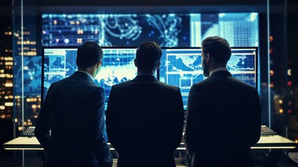 IT specialists confer at a meeting and discuss news in the computer industry