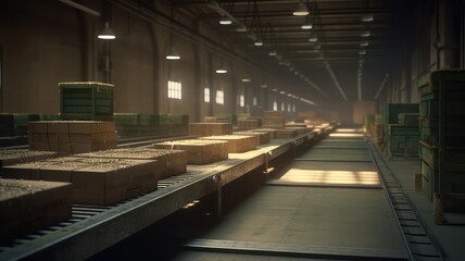 Obraz premium factory distribution center with cardboard boxes