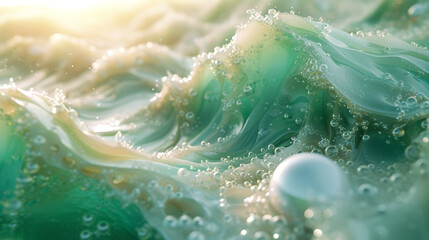 Layers of jade and pearl converge to create a serene abstract oasis, capturing the essence of peaceful contemplation. 