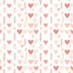 Fototapeta na wymiar Cute minimalistic seamless pattern with hearts and patterns, light and light pattern for design, seamless background 