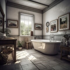 Fototapeta na wymiar Interior of bathroom in Country style house.