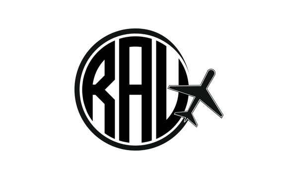 RAU three initial letter circle tour & travel agency logo design vector template. hajj Umrah agency, abstract, wordmark, business, monogram, minimalist, brand, company, flat, tourism agency, tourist