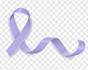 Stock vector illustration lavender ribbon Isolated on transparent background. The problem of epilepsy and cancer. EPS10.