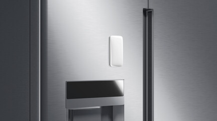 Blank white rectangle magnet on fridge mockup, side view