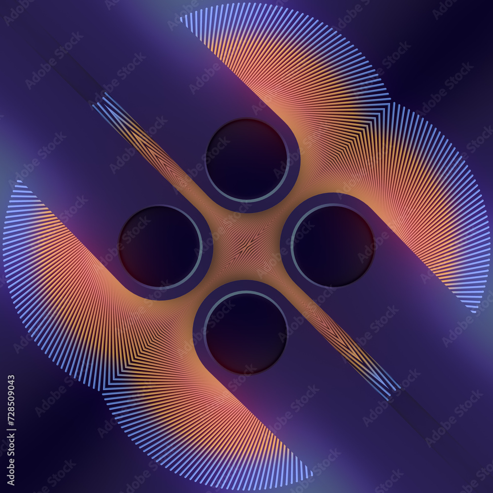 Aufkleber colorful and abstract design using a combination of blue, orange and purple tones. 3d rendering digi