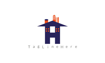 Real Estate H latter Logo House Logo Design .