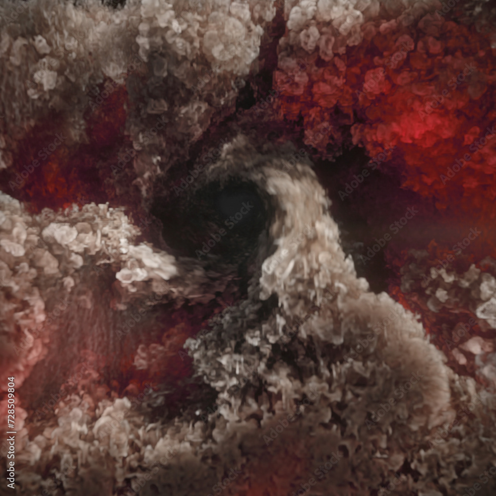 Poster explosive waves with bright orange-red flame swirls. 3d rendering digital illustration