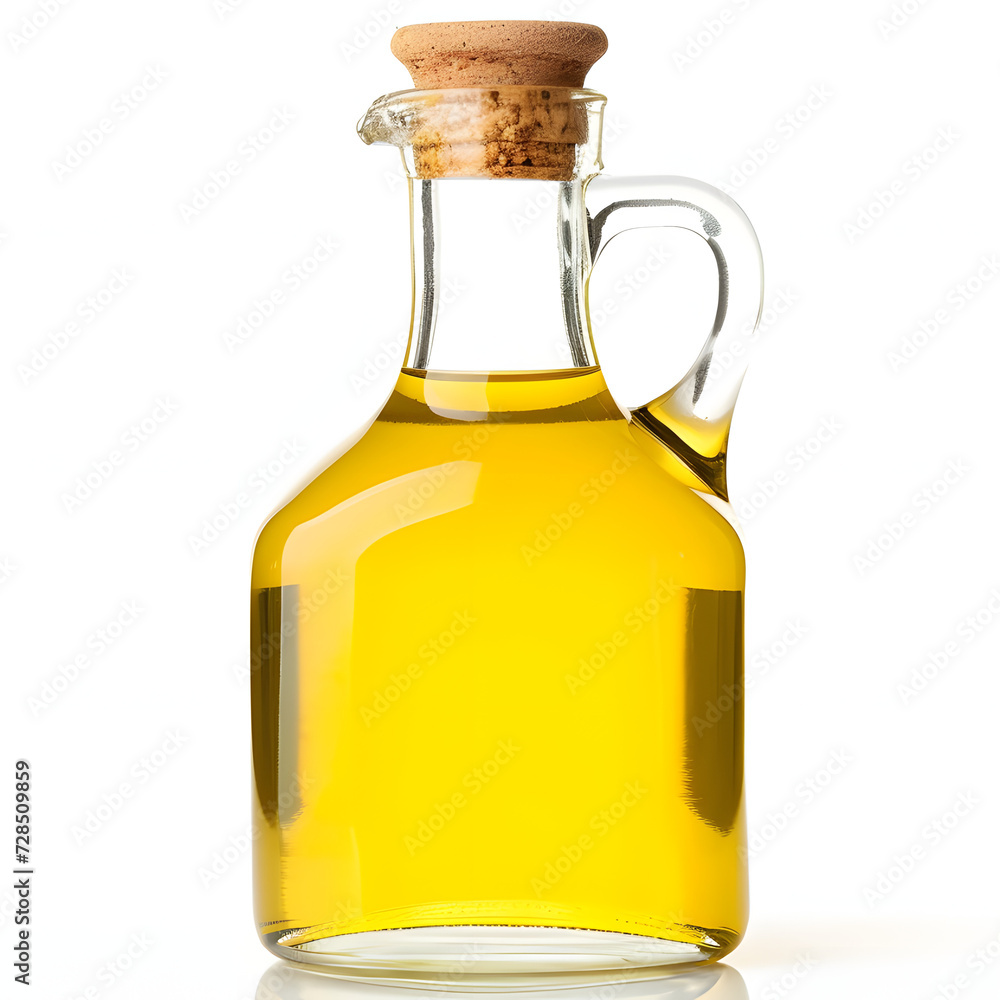 Canvas Prints bottle of cooking oil with cork cap isolated on white background.