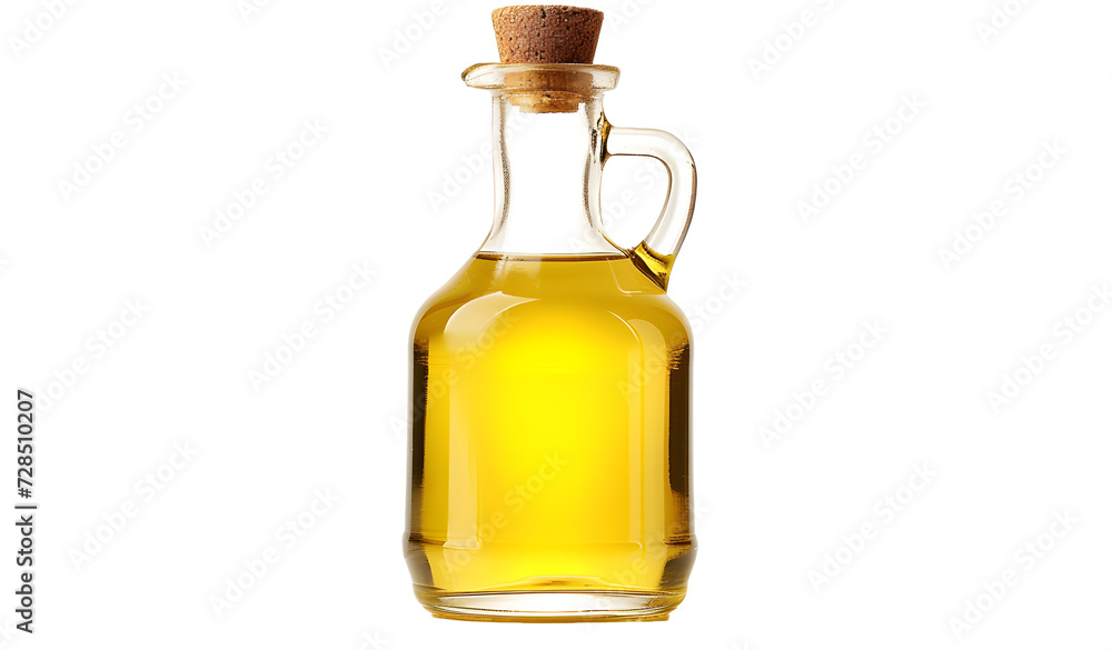 Wall mural bottle of cooking oil with cork cap isolated on white background.