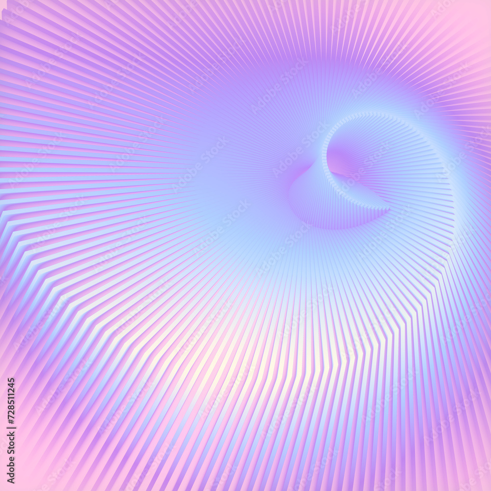 Poster Digital illustration of rectangular geometric shapes with purple and pink gradient on pink background. 3d rendering