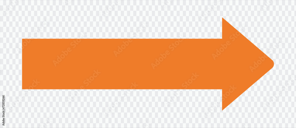 Poster orange arrow to the right . vector, isolated. orange arrow isolated on transparency background