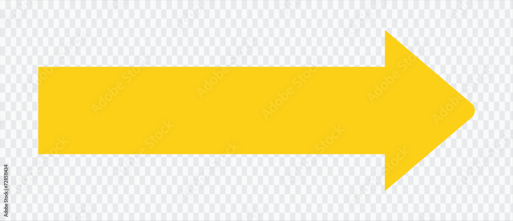Poster yellow arrow to the right . vector, isolated. yellow arrow isolated on transparency background