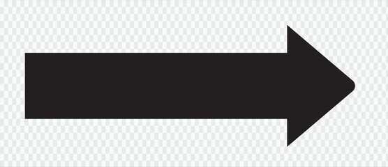 Black arrow to the right . vector, isolated. Black arrow isolated on transparency background