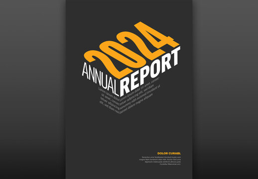Black and yellow modern annual report front cover page template with isometry 3d title