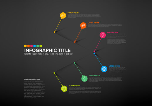 Vector dark multipurpose Infographic template made from lines and icons