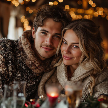 Lovely couple having a nice dinner for Valentine's Day.