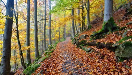 mountain path in autumn foret