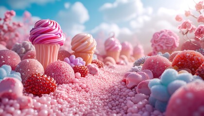 Candy-licious Wallpaper, Abstract Confectionery Background, Trendy Sweets and Colorful Delights