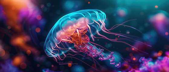 wallpaper of a  jellyfish, high details 