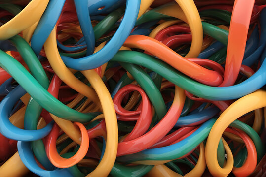 Colorful messy cable wires abstract background © Steve