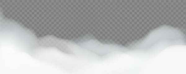 White realistic clouds on transparent cut-out background