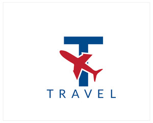 Obraz premium T Latter logo . Embark on a visual journey with our travel logo, symbolizing the spirit of exploration and discovery. Our travel logo captures the essence of wanderlust.