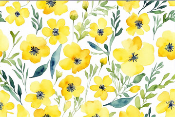 Watercolor painting background of yellow gardenia flowers