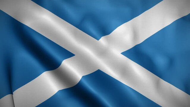 Scotland waving flag, Flag of Scotland Animation, Scottish Flag Closeup, 4k Scottish Flag Waving Animation