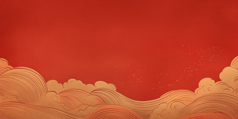 Gold and red chinese paper cover, in the style of minimalist backgrounds