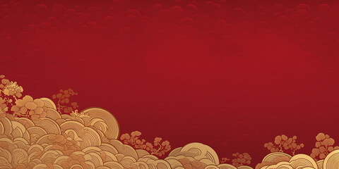 Gold and red chinese paper cover, in the style of minimalist backgrounds
