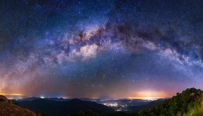 Fototapeten panorama view universe space and milky way galaxy with stars on night sky background © RichieS
