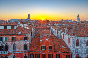 Rooftop Skyline of Venice, Italy at Dusk