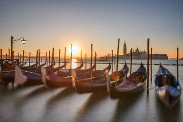 Venice, Italy with Gondolas on the Canal - obrazy, fototapety, plakaty