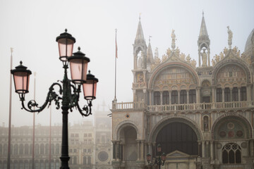Basilica of St. Mark Venice in a Misty Winter Day no People