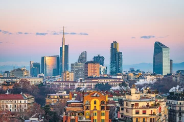 Rolgordijnen Milaan Milan, Italy Financial District Skyline