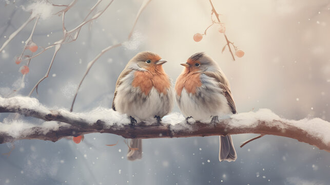 robin on snow,,
beautiful bird on tree 3d background image 