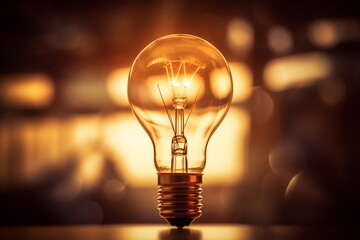 Light bulb on dark background. Template Edison retro light bulb is glowing in the dark. Isolated on a transparent background. Generative AI.