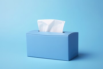 Disposable Tissue Box for Health and Prevention on Blue Background with Blank Space. Conceptual