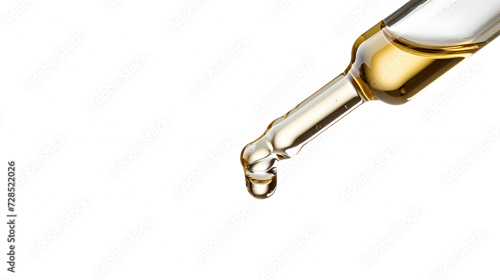 Sticker Clear essential oil dripping from dropper isolated on white background