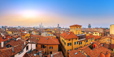 Fototapeta na wymiar Bologna, Italy Rooftop Skyline Panorama