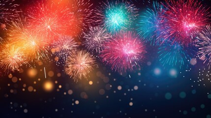 Firework Background with Copy Space for Text. Abstract Explosion of Light and Colours