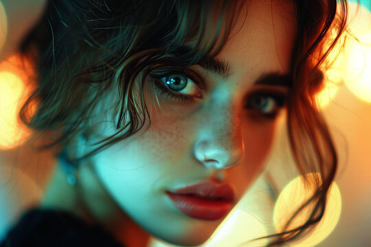 Captivating Portrait of Woman with Striking Eyes Generative AI image