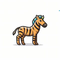 Cartoon logo of a vector captivating zebra, animal nature icon isolated premium.